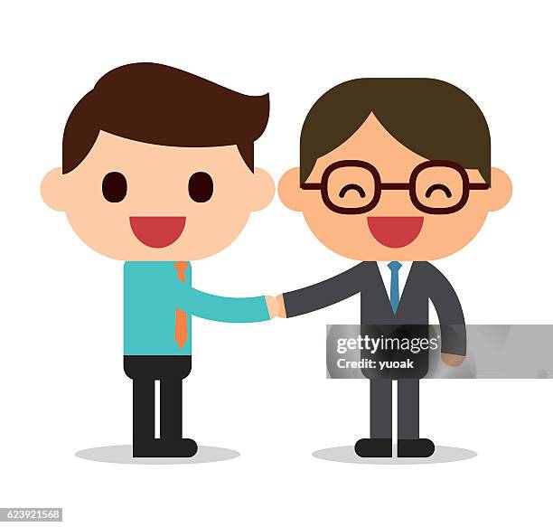 handshake - smiling people shaking hands cartoon stock illustrations