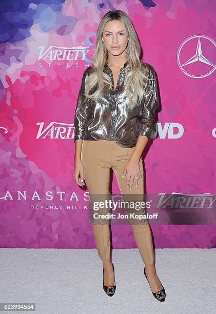 Morgan Stewart arrives at Variety And WWD Host 2nd Annual StyleMakers Awards at Quixote Studios West Hollywood on November 17, 2016 in West...