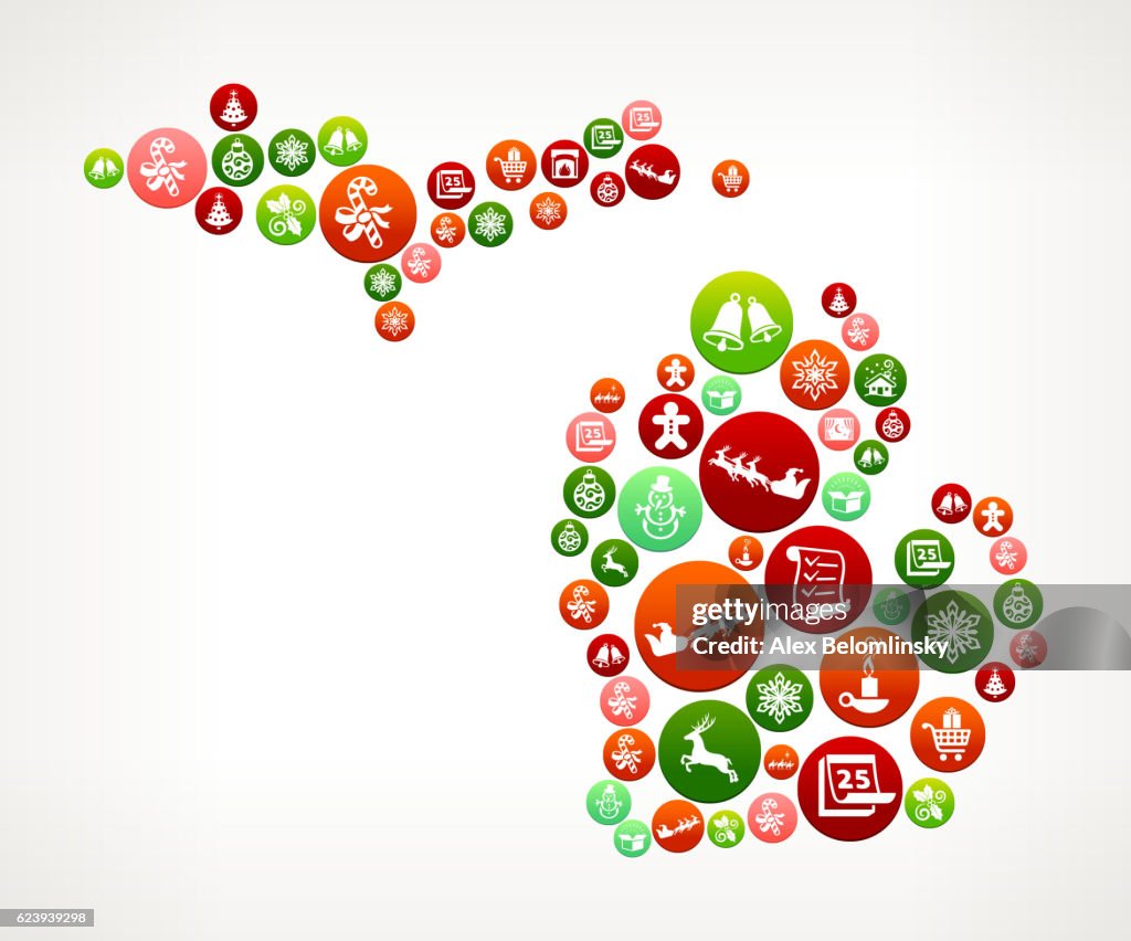 Michigan Seasonal Christmas Holiday Graphic Pattern.