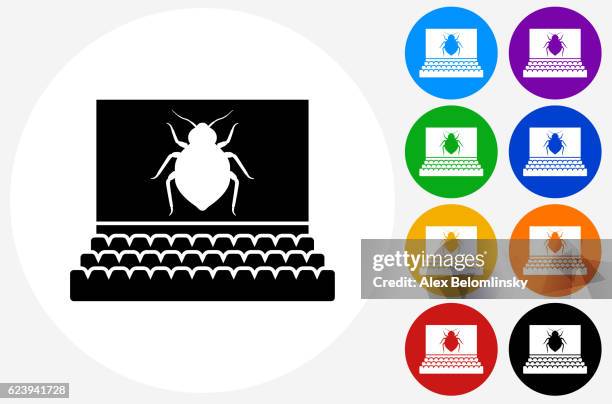 bedbugs in movie theatre icon on flat color circle buttons - bed bug white background stock illustrations