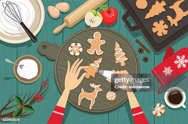 preparing for christmas - preparing food stock illustrations