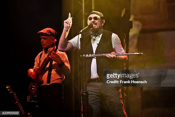 British singer and musician Ian Anderson performs live during a concert at the Admiralspalast on November 17, 2016 in Berlin, Germany.