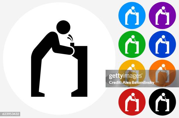stockillustraties, clipart, cartoons en iconen met water fountain icon on flat color circle buttons - fontein