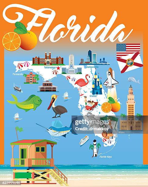cartoon karte von florida - panama city stock-grafiken, -clipart, -cartoons und -symbole