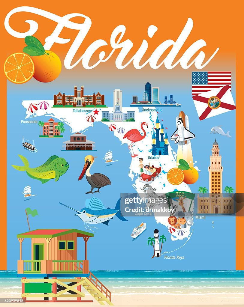Cartoon map of Florida