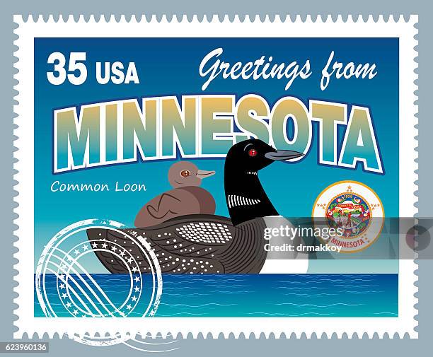 minnesota postage - diver stock illustrations