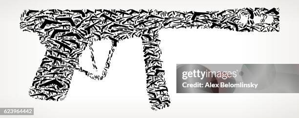 machine gun gun black icon pattern background - machine gun stock illustrations