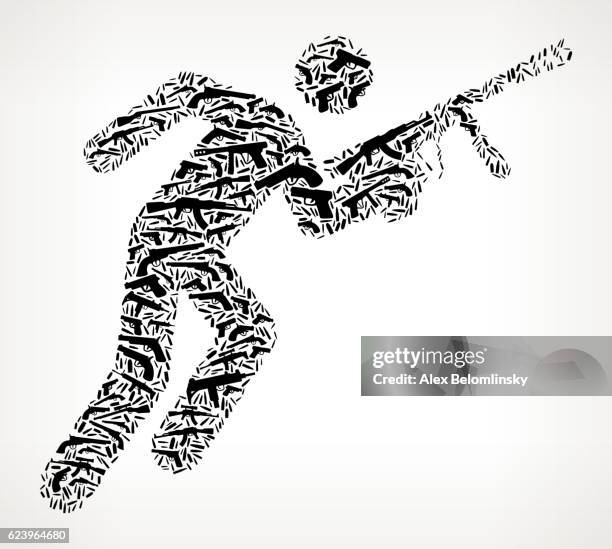 person holding paintball gun gun black icon pattern background - shotgun bullets stock illustrations