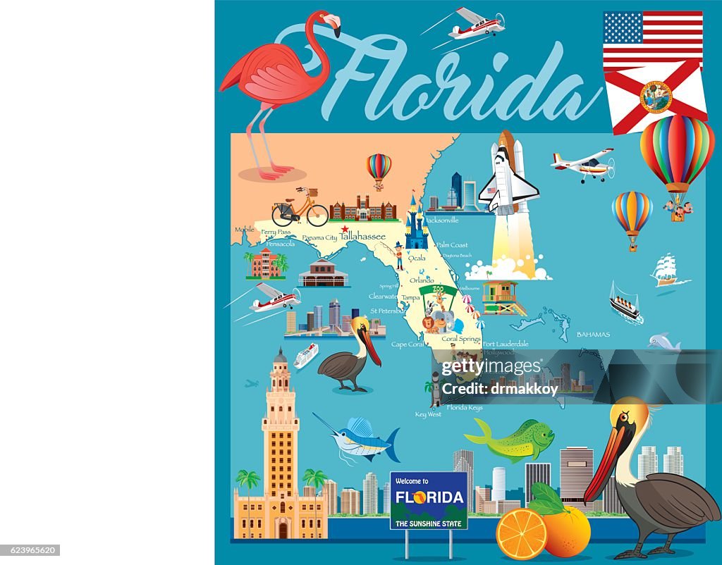 Cartoon map of Florida
