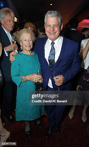 Diana Gladys Tonna and Cameron Mackintosh attend the press night after party for "Half A Sixpence" at The Prince of Wales Theatre on November 17,...