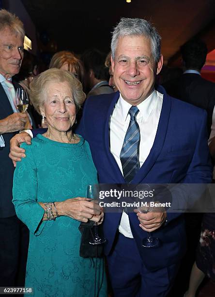 Diana Gladys Tonna and Cameron Mackintosh attend the press night after party for "Half A Sixpence" at The Prince of Wales Theatre on November 17,...