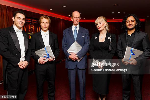 Vlad Vizireanu, Niklas Benjamin Hoffmann, Prince Edward, Duke of Kent, Donatella Flick and Kerem Hasan backstage at the Donatella Flick LSO...