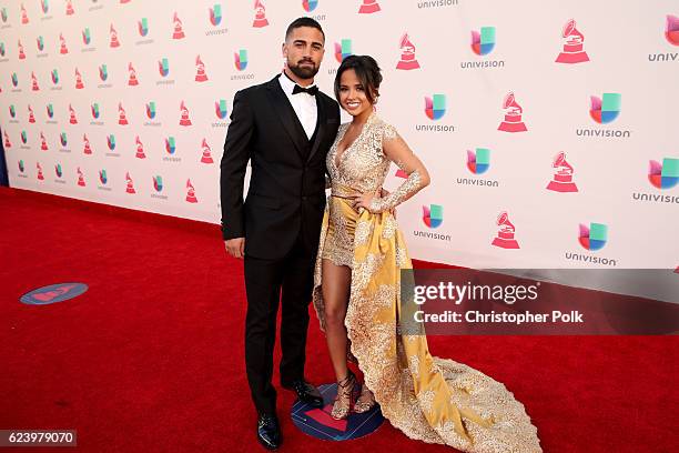 Soccer player Sebastian Lletget and recording artist Becky G attend The 17th Annual Latin Grammy Awards at T-Mobile Arena on November 17, 2016 in Las...