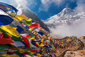 Prayer flags and Mt. Annapurna I background