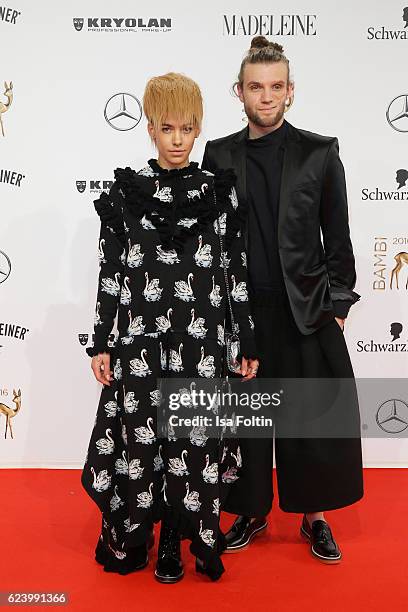 Alina Sueggeler and Andi Weizel arrive at the Bambi Awards 2016 at Stage Theater on November 17, 2016 in Berlin, Germany.