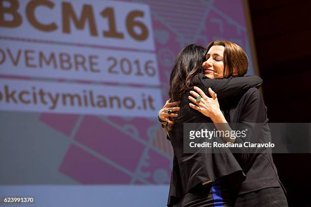 Journalist and Novelist Rula Jebreal and Writer Elif Shafak attend Bookcity Milan 2016 on November 17, 2016 in Milan, Italy.