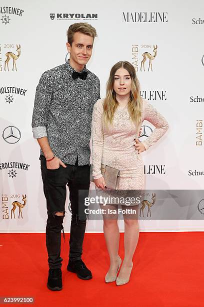 Bianca Heinicke and Julian Claßen arrive at the Bambi Awards 2016 at Stage Theater on November 17, 2016 in Berlin, Germany.