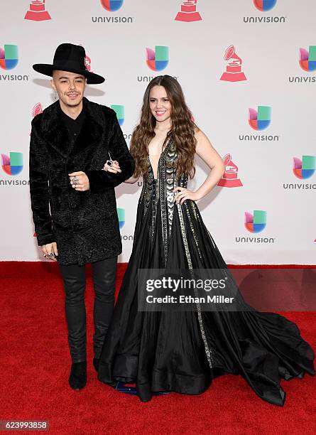 Recording artists Jesse Huerta and Joy Huerta of Jesse y Joy attend The 17th Annual Latin Grammy Awards at T-Mobile Arena on November 17, 2016 in Las...