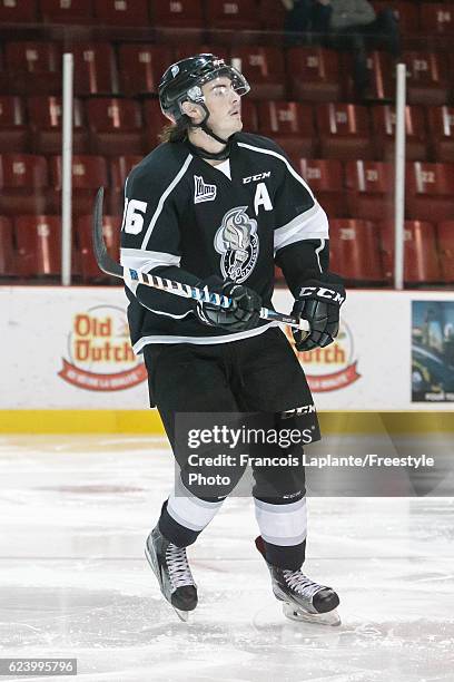 Zack MacEwen of the Gatineau Olympiques skates against the Shawinigan Cataractes on November 9, 2016 at Robert Guertin Arena in Gatineau, Quebec,...