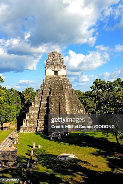 temple i or temple of the giant jaguar at tikal - tikal stockfoto's en -beelden