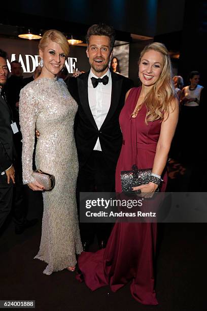 Natascha Gruen, Wayne Carpendale and Ruth Moschner attend the Bambi Awards 2016 party at Atrium Tower on November 17, 2016 in Berlin, Germany.