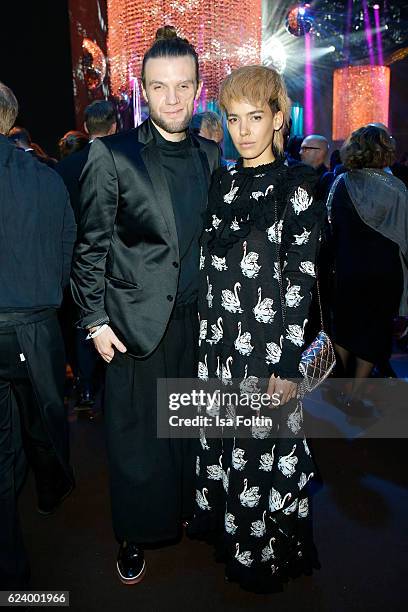 Alina Sueggeler and Andi Weizel of the band 'Frida Gold' pose at the Bambi Awards 2016 party at Atrium Tower on November 17, 2016 in Berlin, Germany.