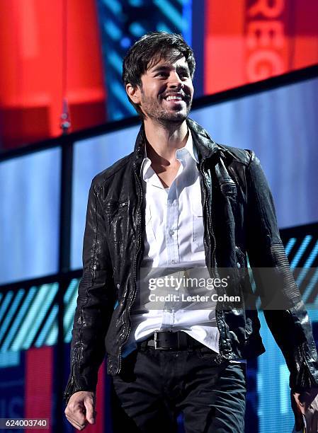 Singer Enrique Iglesias speaks onstage during The 17th Annual Latin Grammy Awards at T-Mobile Arena on November 17, 2016 in Las Vegas, Nevada.