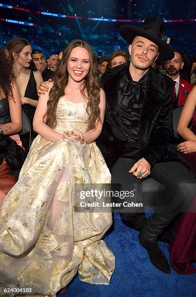 Joy Huerta and Jesse Huerta of Jesse y Joy attend The 17th Annual Latin Grammy Awards at T-Mobile Arena on November 17, 2016 in Las Vegas, Nevada.