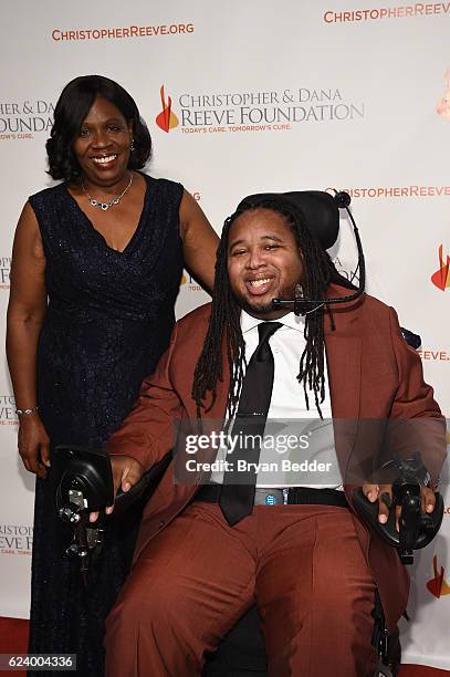 Karen and Eric LeGrand attend the Christopher & Dana Reeve Foundation hosts "A Magical Evening" at Cipriani Wall Street on November 17, 2016 in New...