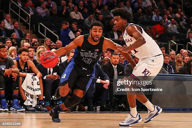 Duke Blue Devils guard Matt Jones during the first half of the Champions Classic NCAA basketball game between the Kansas Jayhawks and the Duke Blue...