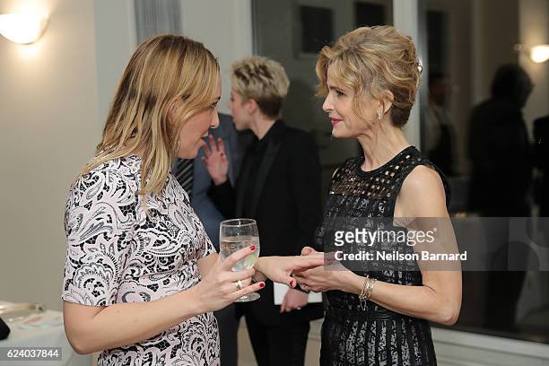 Kyra Sedgwick and Antonia Romeo attend "A Conversation On Trailblazers: Women In The Workplace with Ariana Huffington & Sophie Watts" hosted by...