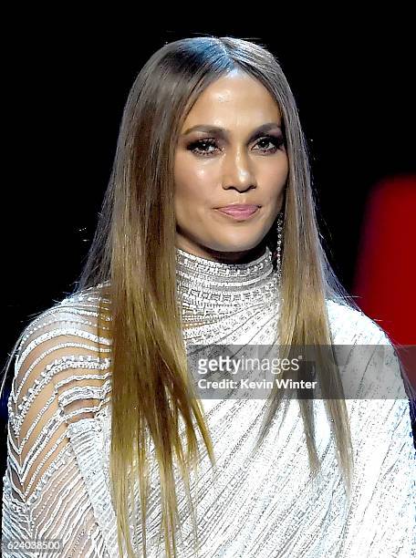 Singer/actress Jennifer Lopez speaks onstage during The 17th Annual Latin Grammy Awards at T-Mobile Arena on November 17, 2016 in Las Vegas, Nevada.