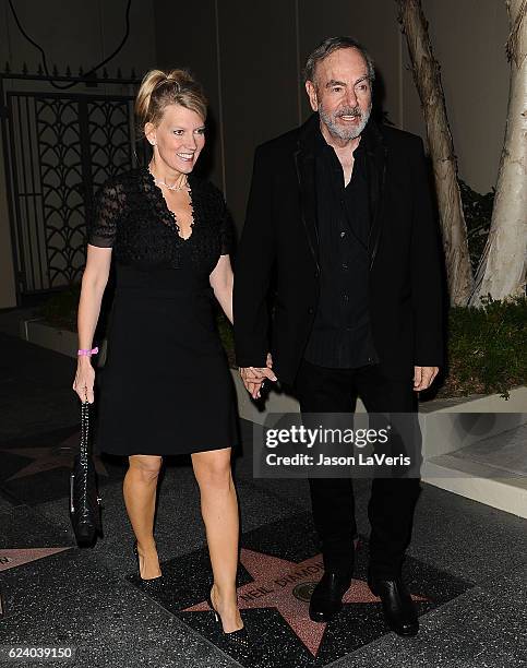Singer Neil Diamond and wife Katie McNeil attend the Capitol Records 75th anniversary gala at Capitol Records Tower on November 15, 2016 in Los...