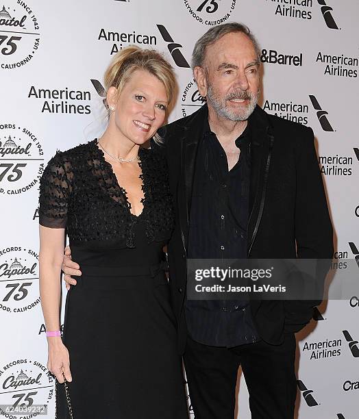 Singer Neil Diamond and wife Katie McNeil attend the Capitol Records 75th anniversary gala at Capitol Records Tower on November 15, 2016 in Los...