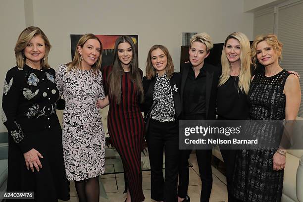 Arianna Huffington, Antonia Romeo, Hailee Steinfeld, Haley Lu Richardson, Sophie Watts and Kyra Sedgwick attend "A Conversation On Trailblazers:...