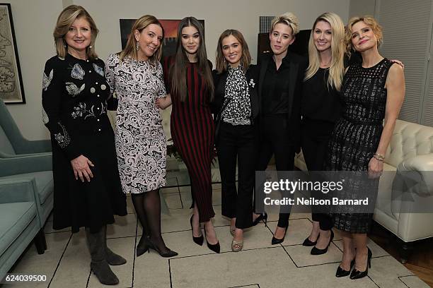 Arianna Huffington, Antonia Romeo, Hailee Steinfeld, Haley Lu Richardson, Sophie Watts and Kyra Sedgwick attend "A Conversation On Trailblazers:...