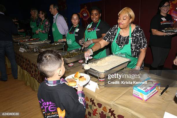 Guests and volunteers attend the Jean Shafiroff & Jay Moorhead Underwrite Annual Community Thanksgiving Dinner at NYC Mission Society at Minisink...