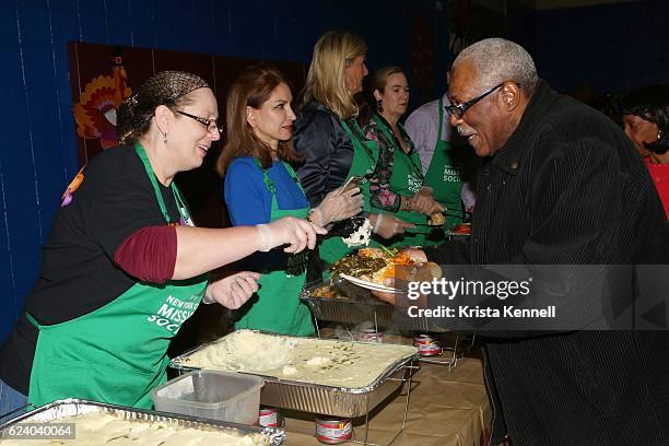 Guests and volunteers attend the Jean Shafiroff & Jay Moorhead Underwrite Annual Community Thanksgiving Dinner at NYC Mission Society at Minisink...