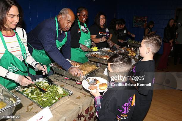 Guests and volunteers attend the Jean Shafiroff & Jay Moorhead Underwrite Annual Community Thanksgiving Dinner at NYC Mission Society at Minisink...