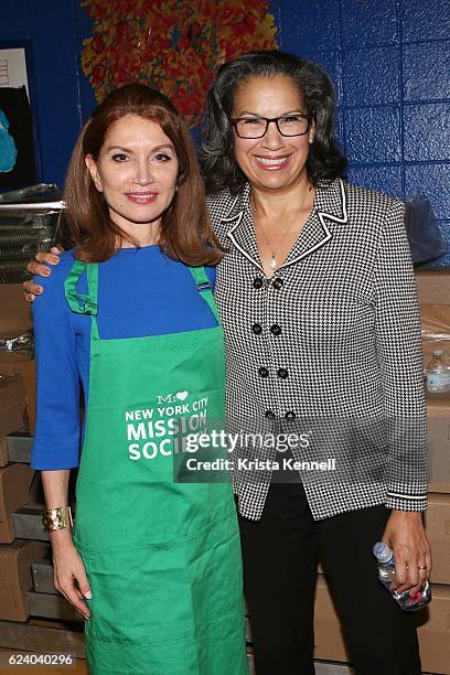 Jean Shafiroff and Elsie McCabe Thompson attend the Jean Shafiroff & Jay Moorhead Underwrite Annual Community Thanksgiving Dinner at NYC Mission...