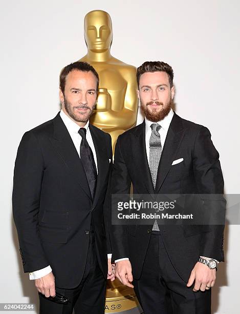 Tom Ford and Aaron Taylor-Johnson attend The Academy of Motion Picture Arts and Sciences Hosts an Official Academy Screening of NOCTURNAL ANIMALS at...