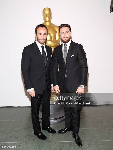 Tom Ford and Aaron Taylor-Johnson attend The Academy of Motion Picture Arts and Sciences Hosts an Official Academy Screening of NOCTURNAL ANIMALS at...