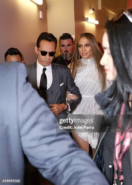 Recording artist Marc Anthony and singer/actress Jennifer Lopez attends The 17th Annual Latin Grammy Awards at T-Mobile Arena on November 17, 2016 in...