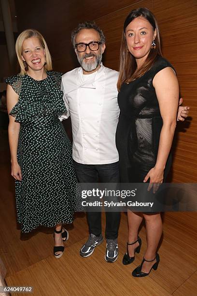 Lela Rose, Massimo Bottura and Kate Brashares attend Edible Schoolyard NYC Annual Harvest Dinner with Chef Massimo Bottura, Hosted by Lela Rose at...