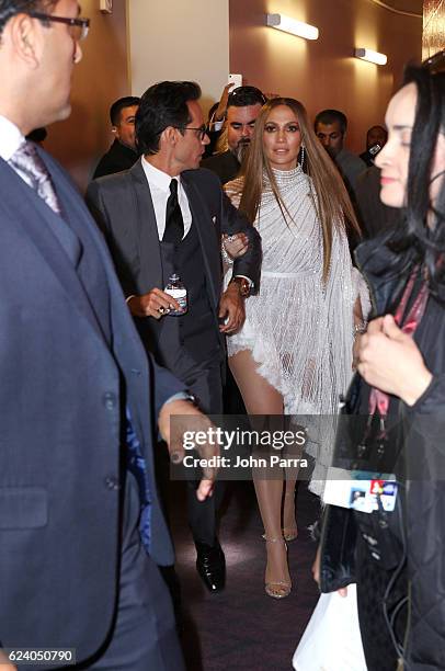 Recording artist Marc Anthony and singer/actress Jennifer Lopez attends The 17th Annual Latin Grammy Awards at T-Mobile Arena on November 17, 2016 in...