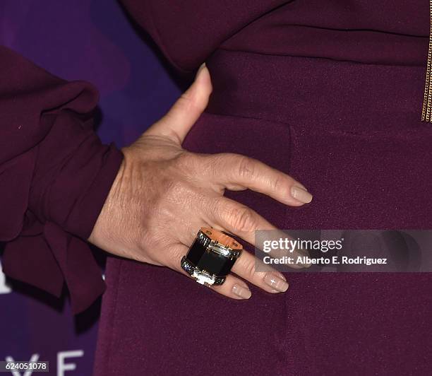 Anastasia Soare, founder of Anastasia Beverly Hills, ring detail, attends the 2nd Annual StyleMaker Awards hostd by Variety and WWD at Quixote...