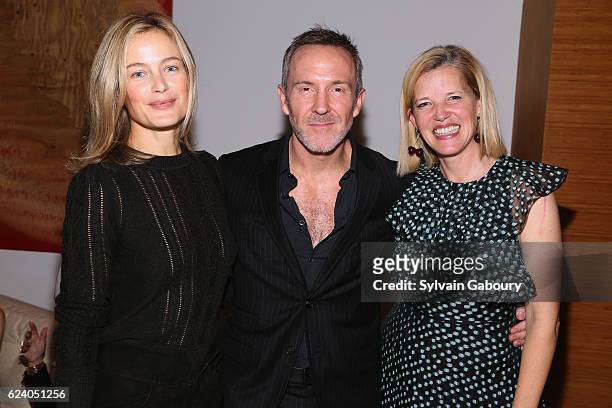 Carolyn Murphy, Trey Laird and Lela Rose attend Edible Schoolyard NYC Annual Harvest Dinner with Chef Massimo Bottura, Hosted by Lela Rose at Private...
