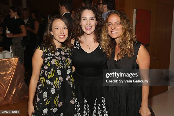 Lauren Young, Lizzie Honan and Michelle Lehmann attend Edible Schoolyard NYC Annual Harvest Dinner with Chef Massimo Bottura, Hosted by Lela Rose at...