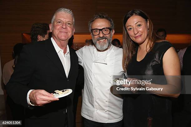 John Lyons, Massimo Bottura and Kate Brashares attend Edible Schoolyard NYC Annual Harvest Dinner with Chef Massimo Bottura, Hosted by Lela Rose at...