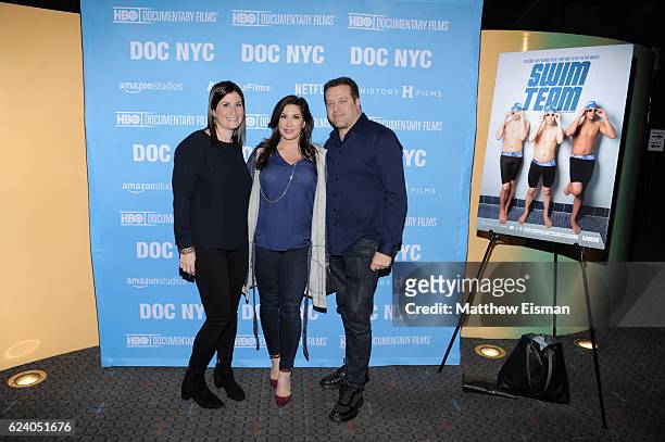 Lara Stolman, Chris Laurita and Jacqueline Laurita attend the New York premiere of "Swim Team" at DOC NYC on November 17, 2016 in New York City.